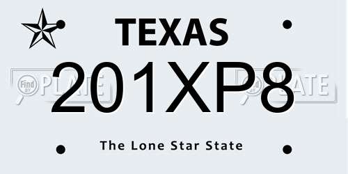 201XP8 Texas License Plate