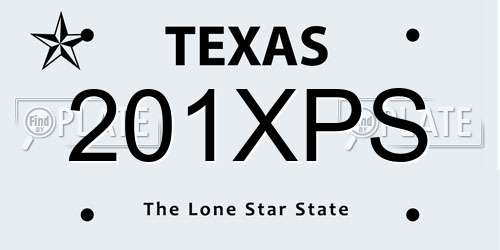 201XPS Texas License Plate