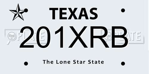 201XRB Texas License Plate