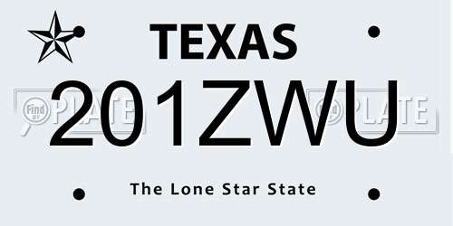 201ZWU Texas License Plate