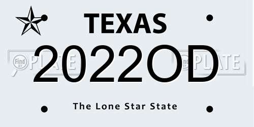 2022OD Texas License Plate