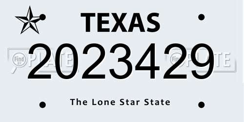 2023429 Texas License Plate