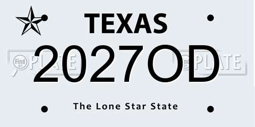 2027OD Texas License Plate