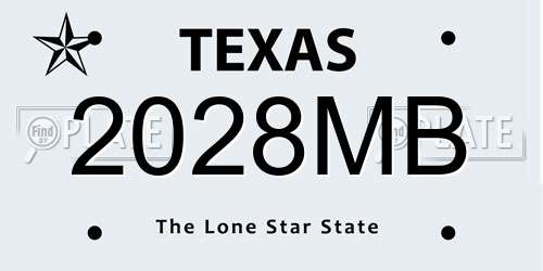 2028MB Texas License Plate