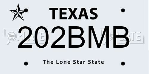 202BMB Texas License Plate