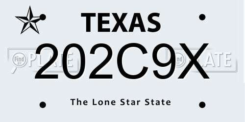 202C9X Texas License Plate