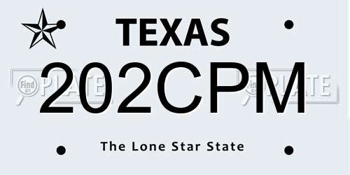 202CPM Texas License Plate