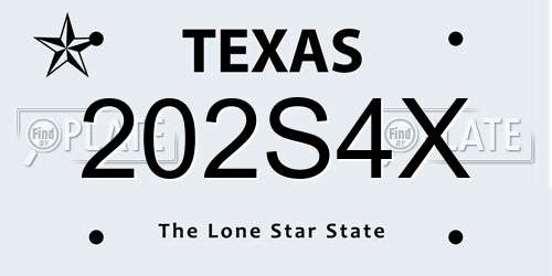 202S4X Texas License Plate
