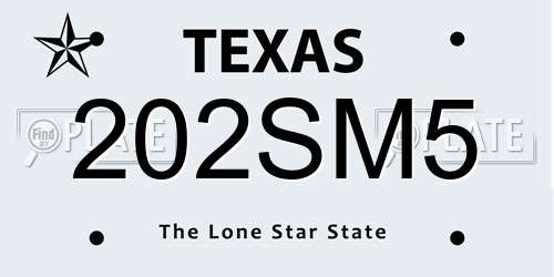 202SM5 Texas License Plate