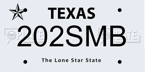 202SMB Texas License Plate