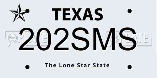 202SMS Texas License Plate