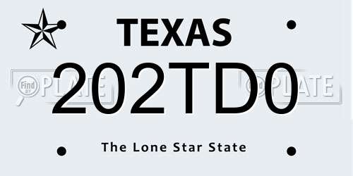 202TD0 Texas License Plate