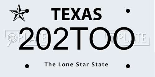 202TOO Texas License Plate