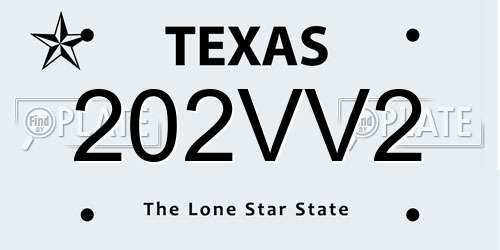 202VV2 Texas License Plate