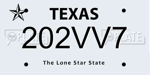 202VV7 Texas License Plate