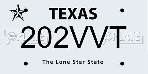 202VVT Texas License Plate