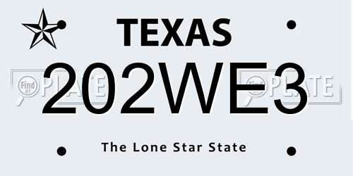 202WE3 Texas License Plate