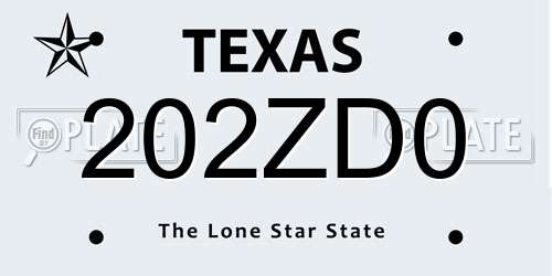 202ZD0 Texas License Plate