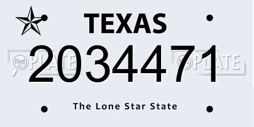 2034471 Texas License Plate