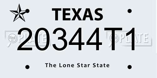 20344T1 Texas License Plate