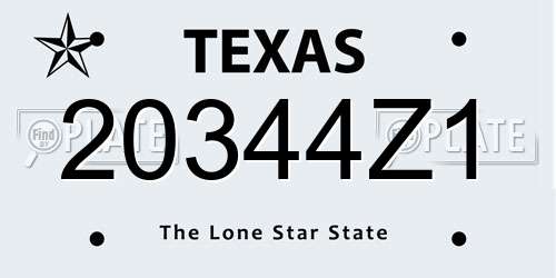 20344Z1 Texas License Plate