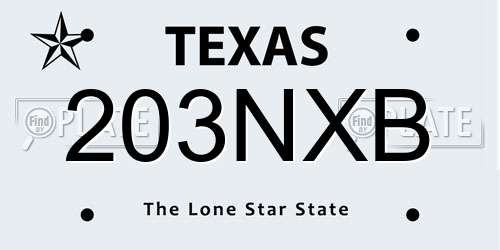 203NXB Texas License Plate