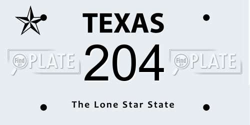 204 Texas License Plate