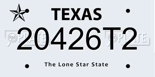 20426T2 Texas License Plate