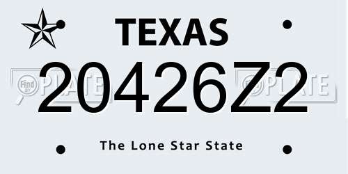 20426Z2 Texas License Plate