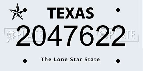 2047622 Texas License Plate