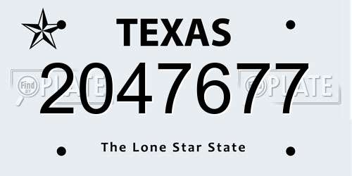2047677 Texas License Plate