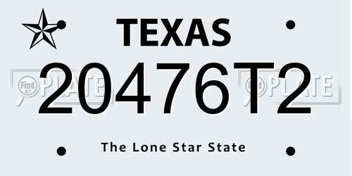 20476T2 Texas License Plate