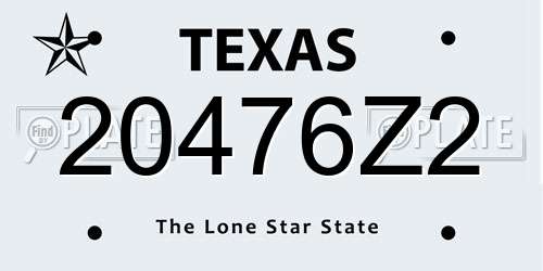 20476Z2 Texas License Plate