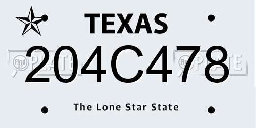 204C478 Texas License Plate