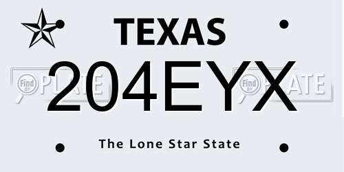 204EYX Texas License Plate