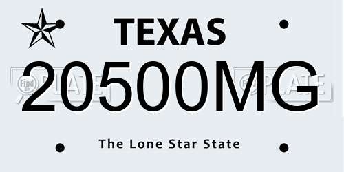 20500MG Texas License Plate