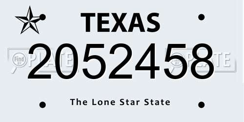 2052458 Texas License Plate