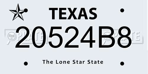 20524B8 Texas License Plate