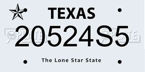 20524S5 Texas License Plate