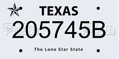 205745B Texas License Plate
