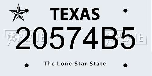 20574B5 Texas License Plate