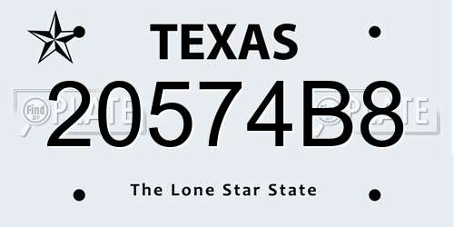20574B8 Texas License Plate