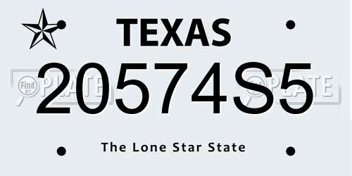 20574S5 Texas License Plate