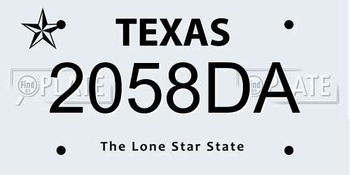 2058DA Texas License Plate