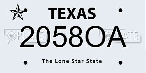 2058OA Texas License Plate