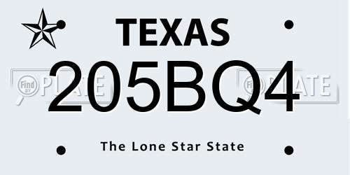 205BQ4 Texas License Plate
