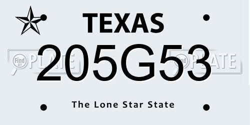 205G53 Texas License Plate
