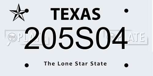 205S04 Texas License Plate