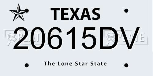 20615DV Texas License Plate