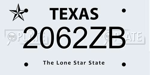 2062ZB Texas License Plate